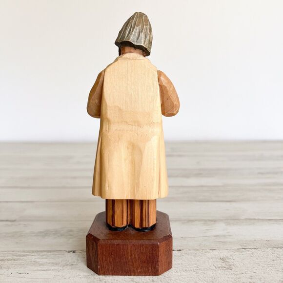 Vintage Ear Nose Throat Doctor Carved Wood Folk Art Primitive Figurine 7" Gift - Picture 5 of 12